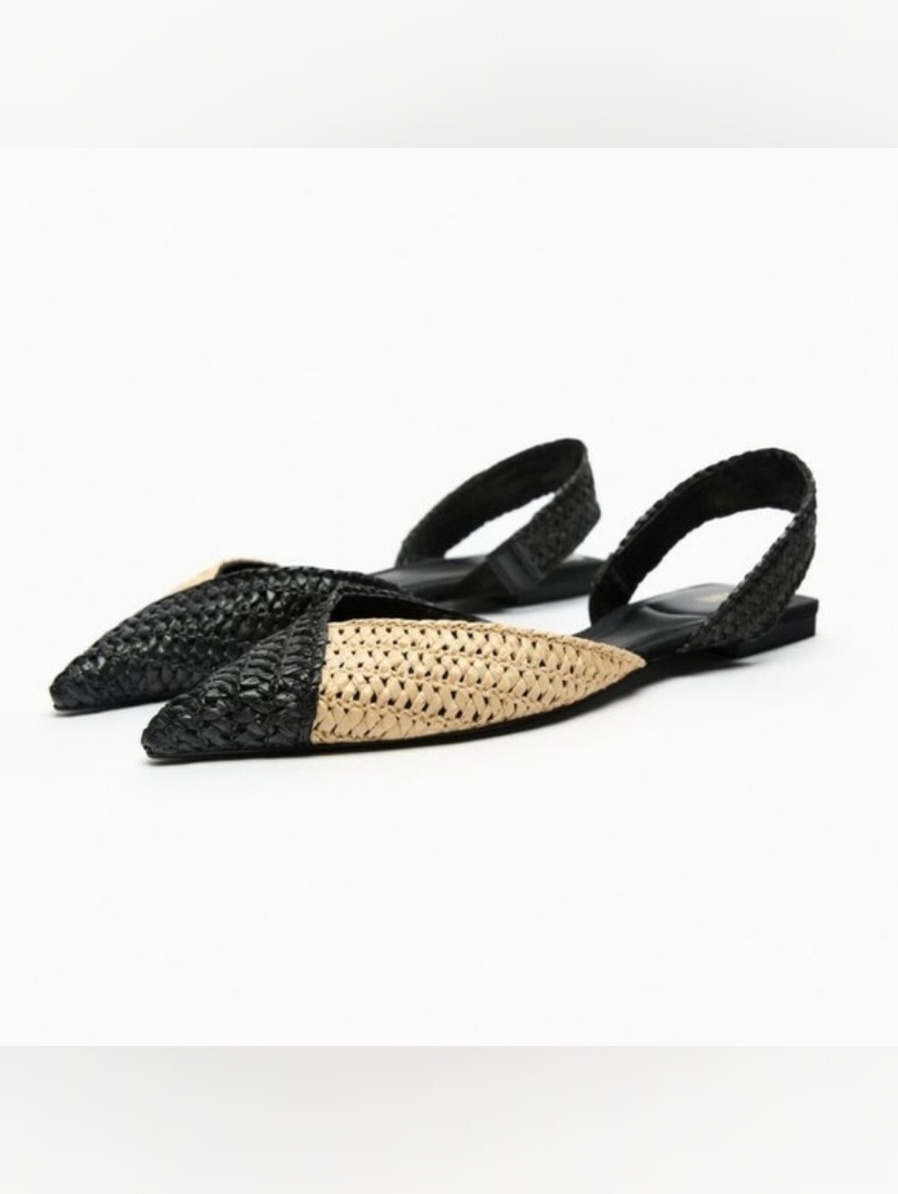 Zara Raffia Slingback Flats